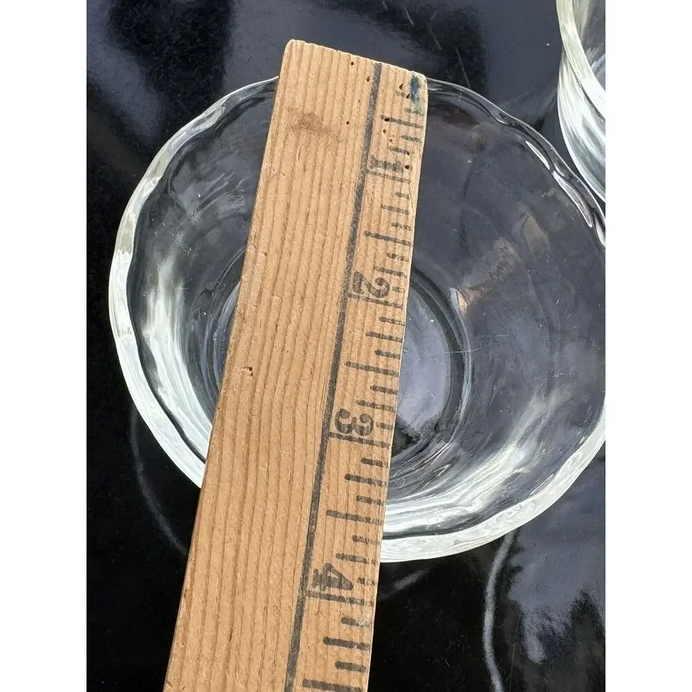 3 Fire King #424 Custard Cups Clear Glass Scalloped‎ Edge 6 oz ramekin
